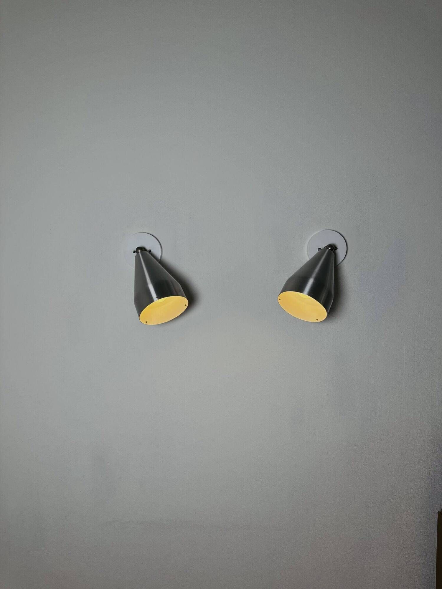 Pair Of R155 Adjustable Wall Lamps In Metallic By Raak Amsterdam, The Netherlands 1960S