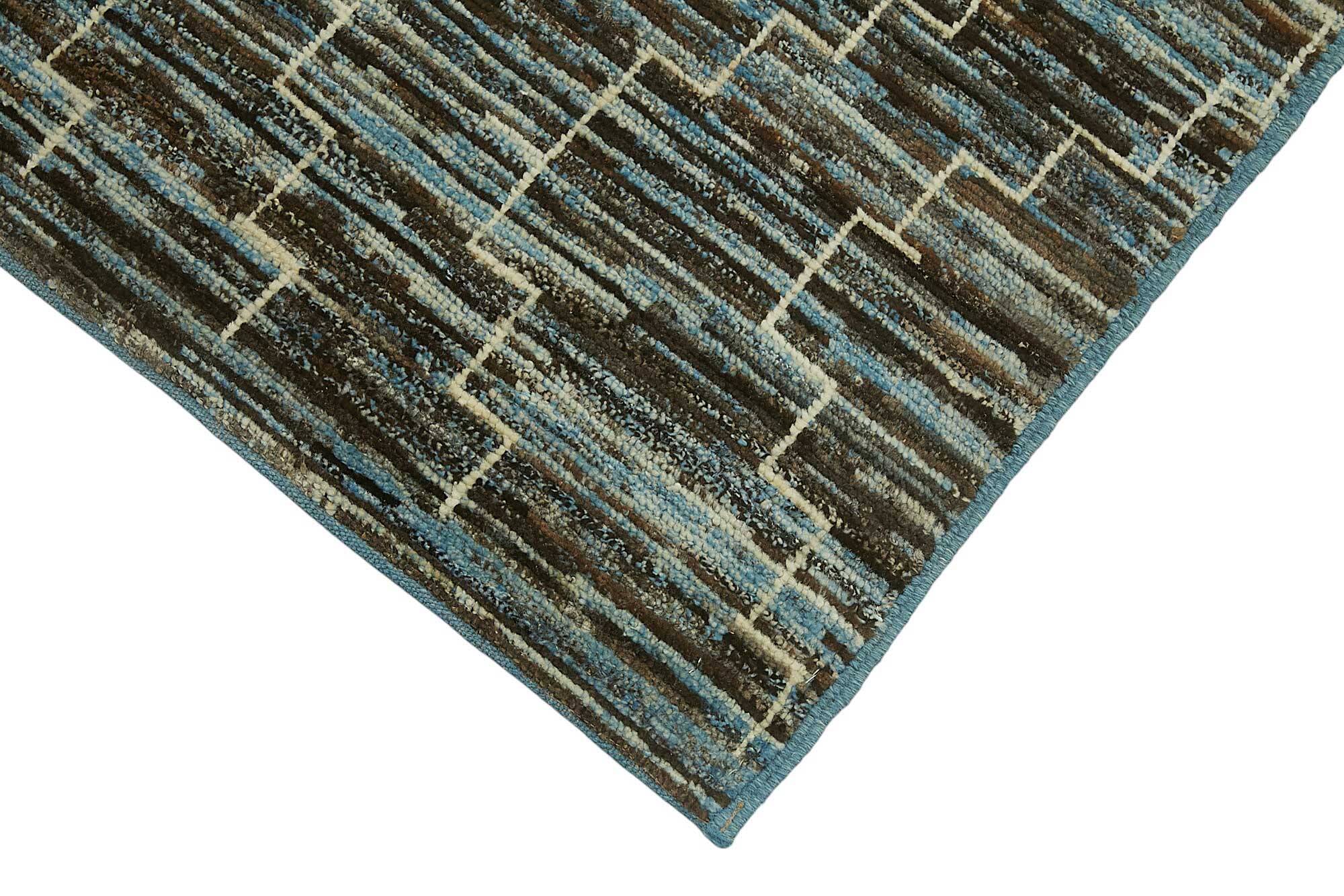 Handmade Tribal Decorative 84 cm x 340 cm Blue Wool Runner Carpet