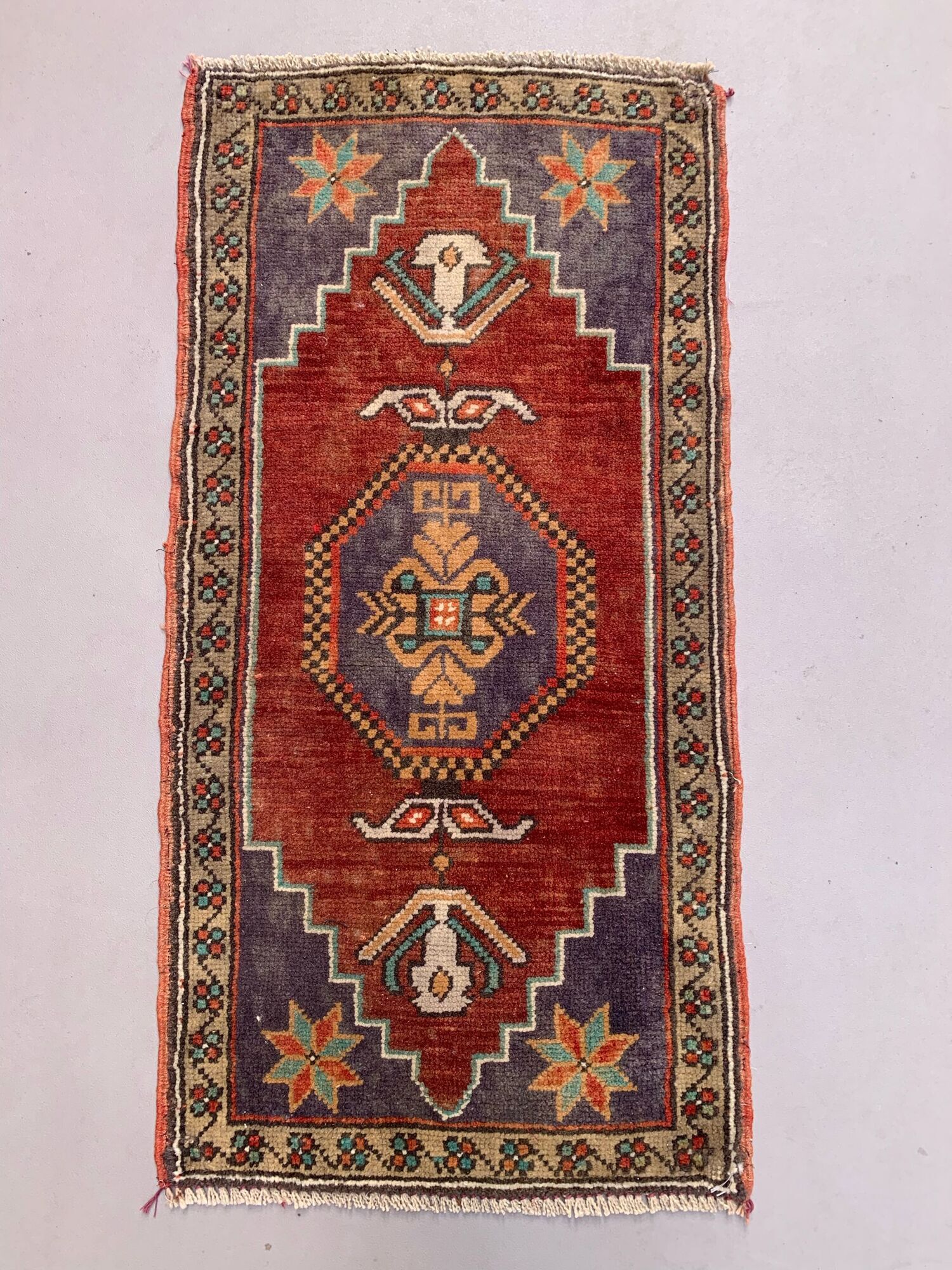Small Vintage Turkish Rug 98x49 cm, Short Runner, Tribal, Shabby Chic