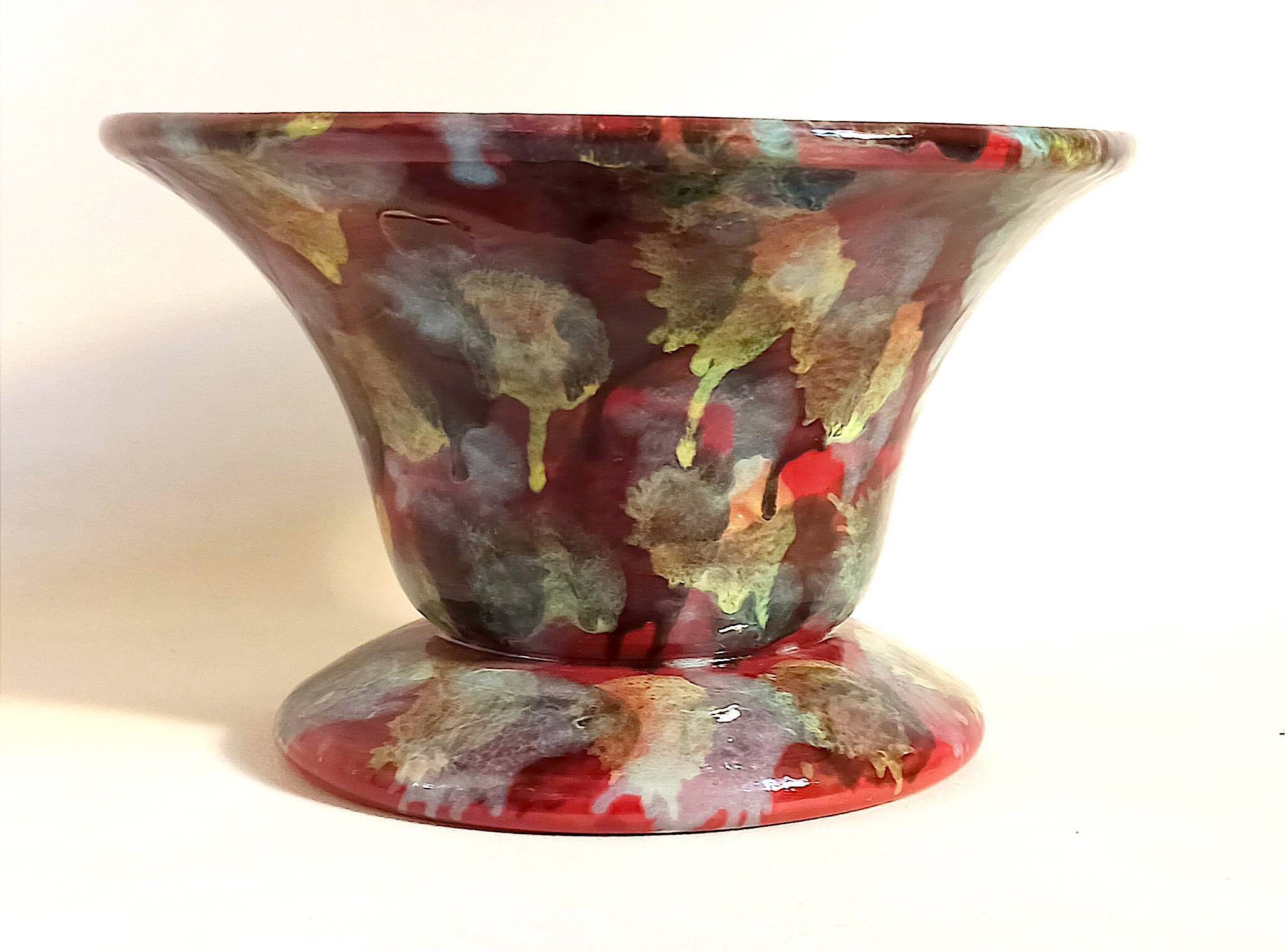 Coupe sur pied céramique multicolore (vide poche ou autre) années 60 diamètre 26,7 cm