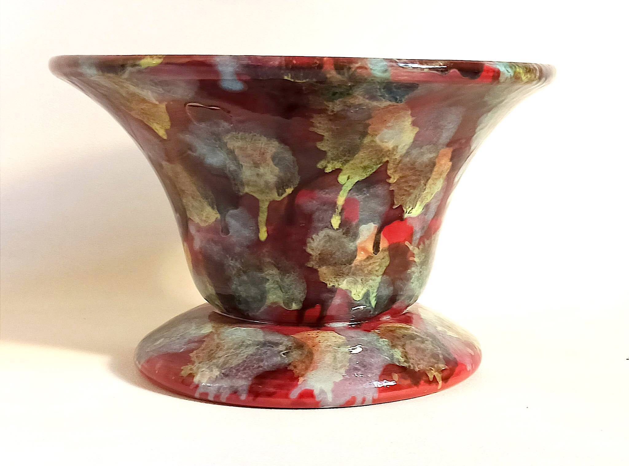 Coupe sur pied céramique multicolore (vide poche ou autre) années 60 diamètre 26,7 cm