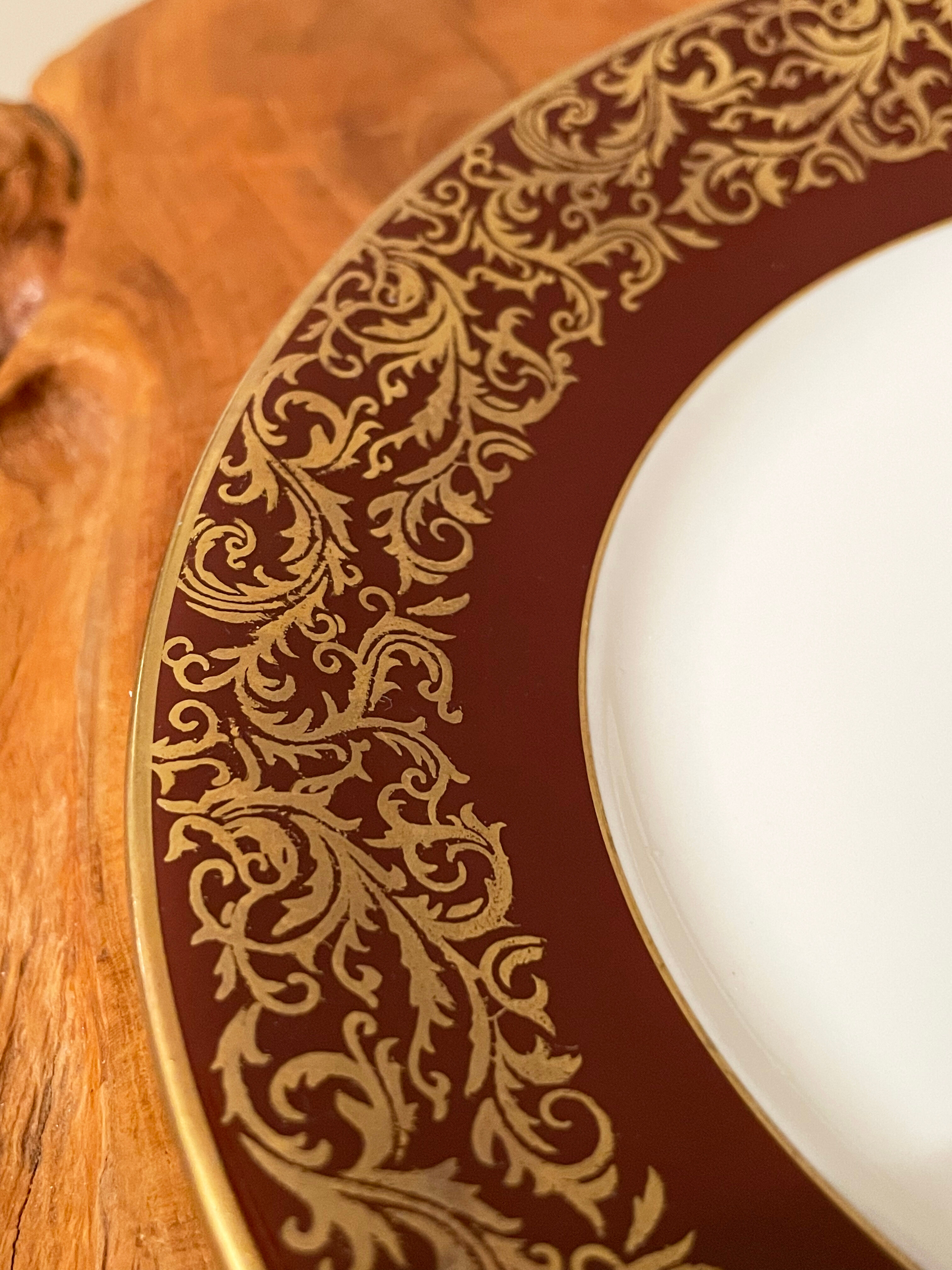 Reichenbach brown teacup trio set with saucer and plate, east-german fine china made in 1968-1990