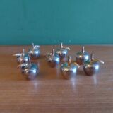 8 vintage chrome table card holders in the shape of apples