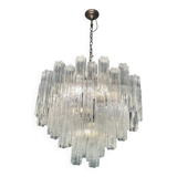 Contemporary Transparent “Tronchi” Murano Glass Burnished Chandelier in Venini