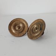 Pair of antique Empire furniture knobs from the 19th century in gilded bronze.