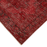 Hand-knotted persian overdyed 1970s 290 cm x 377 cm red wool carpet