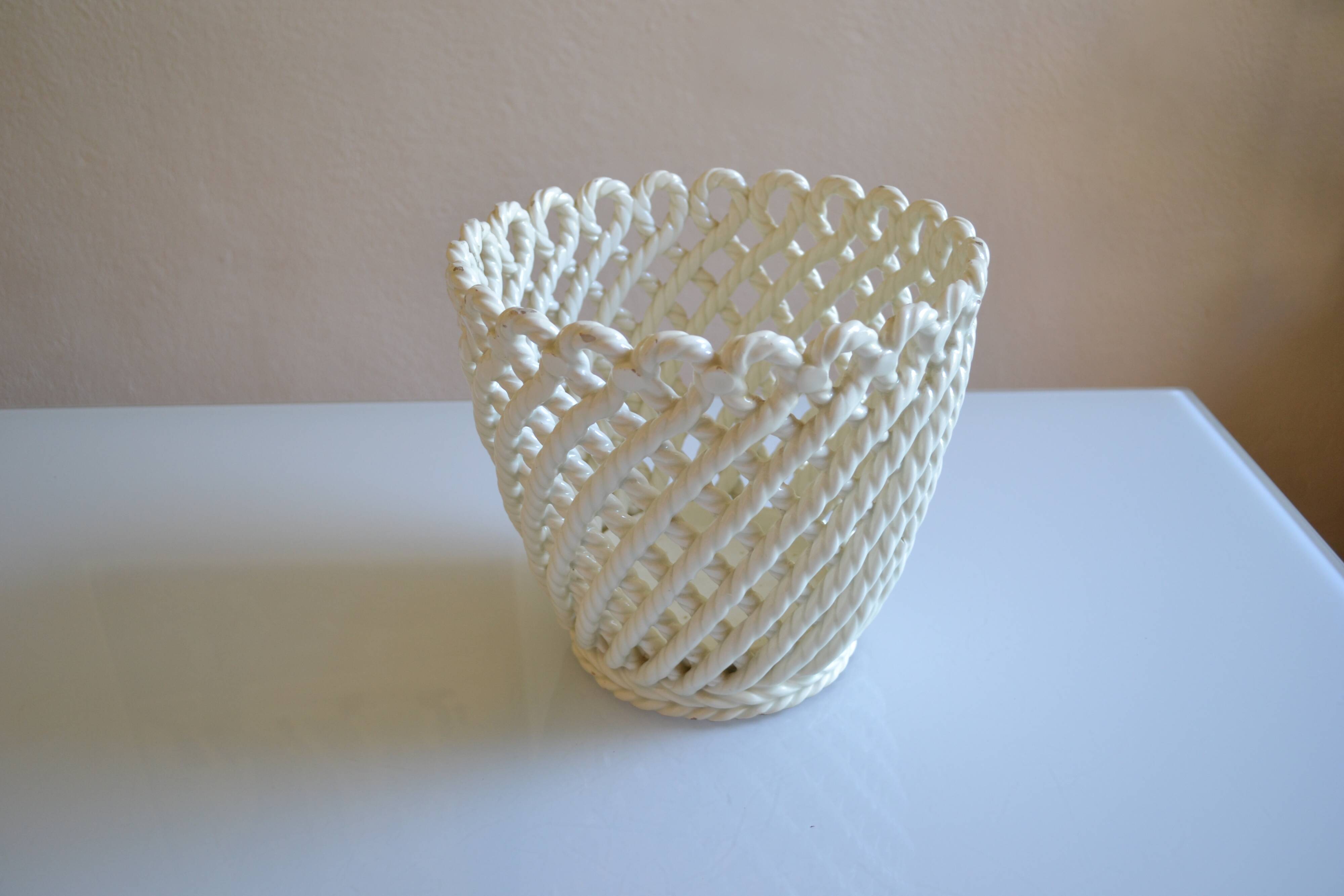 Woven ceramic cache-pot DLG Emile Tessier Pichon Uzès