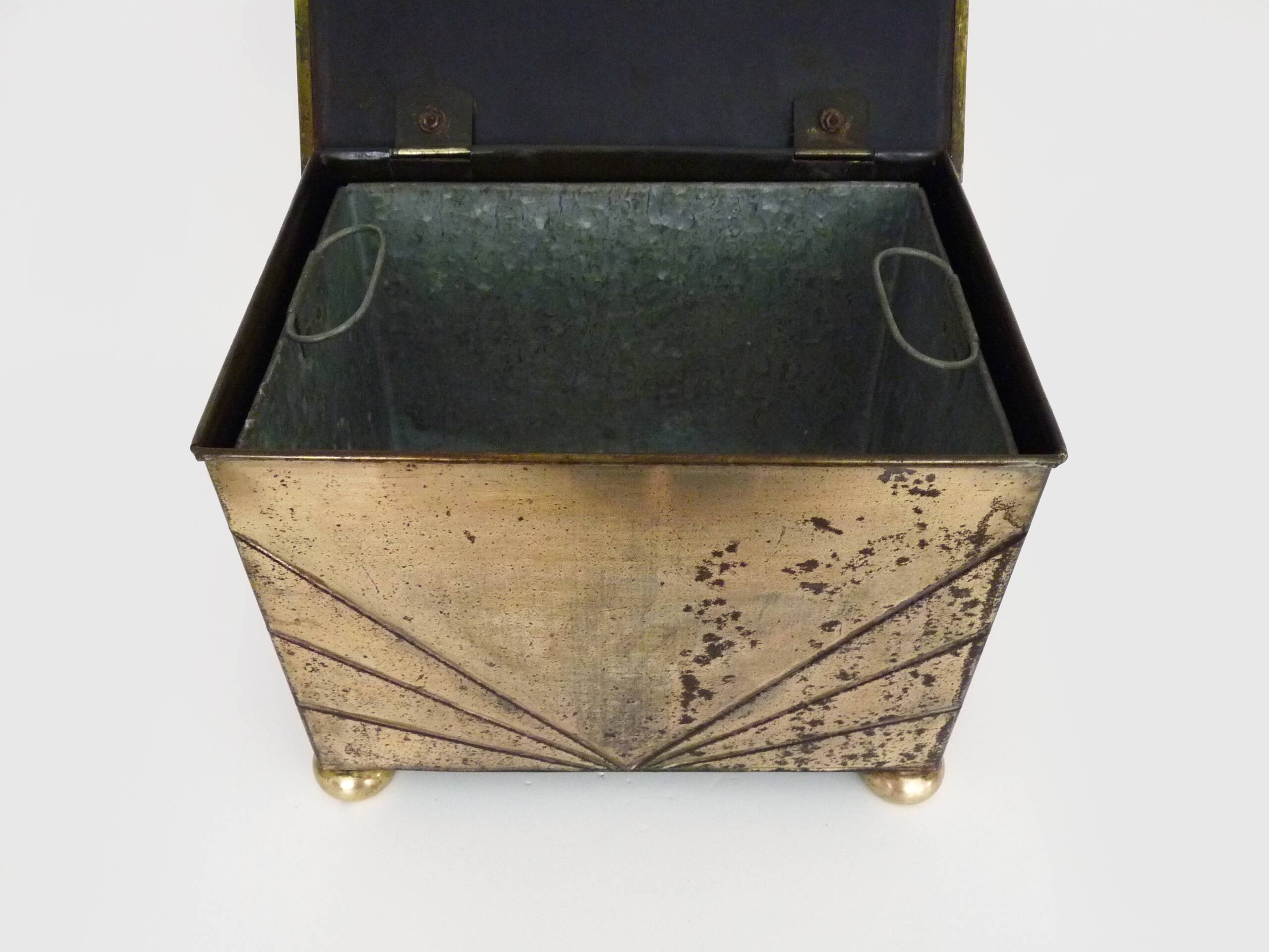 Antique brass coal box fireplace coal scuttle vintage coal storage box