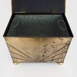 Antique brass coal box fireplace coal scuttle vintage coal storage box
