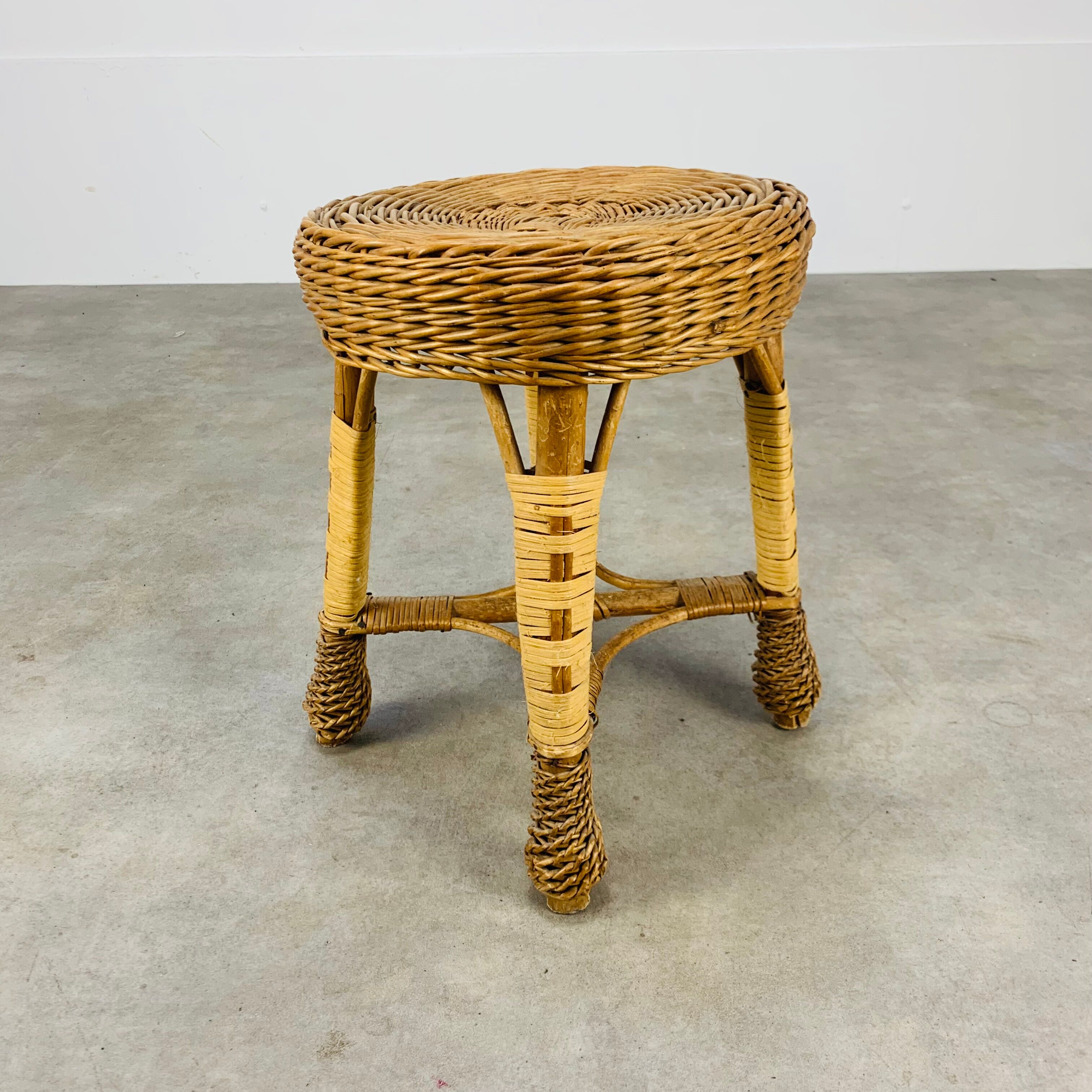 Rattan stool 60s wicker