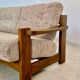 Old 3-seater sofa in solid wood, Maison Regain design, from the 70s.