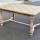 Extendable rectangular farmhouse table renovated oak and marquetry 255cm