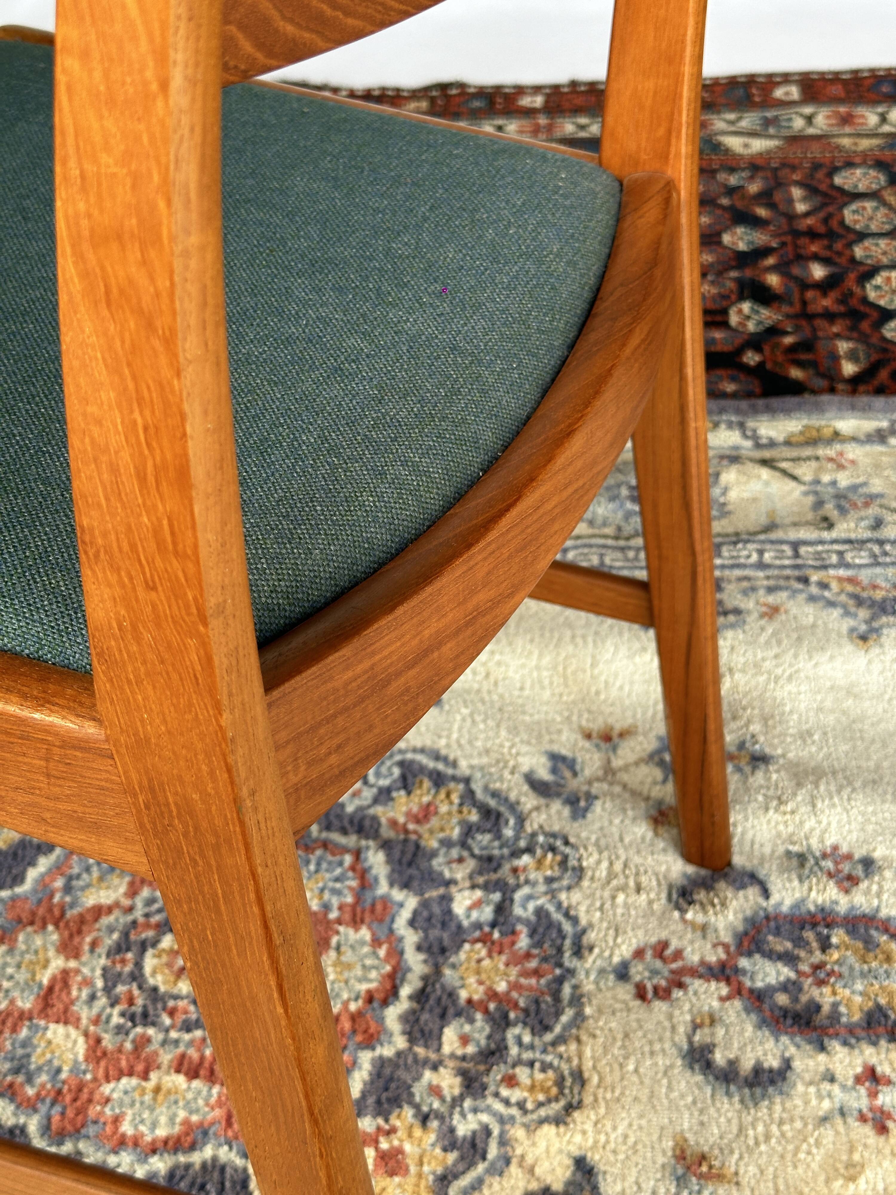 Set of 4 vintage Danish wood and wool chairs by Sax, Denmark 1960s