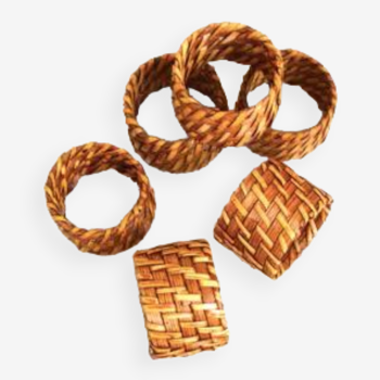 6 rattan towel rings