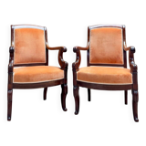 Pair of Solid Mahogany Armchairs from the 19th Century Restoration Period