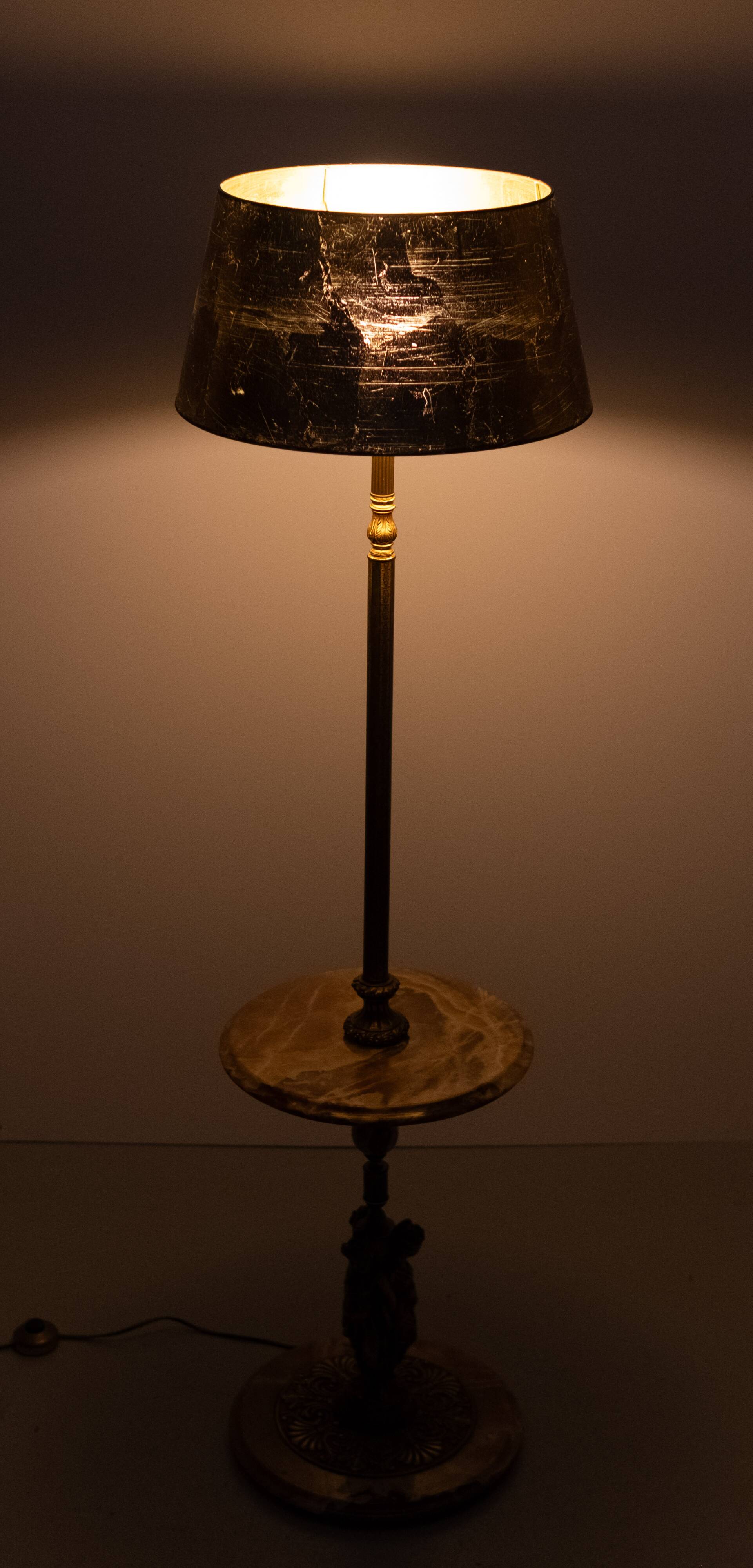 Deknudt Onyx Floor lamp with side Table 1970s Belgium