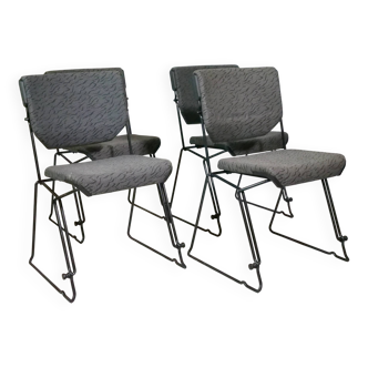 Chaises empilables style Mid-Century par Albert Stoll pour Giroflex, lot de 4, années 1980