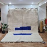 Minimalist Moroccan Berber Rug with Bold Blue Accents 300x200 cm