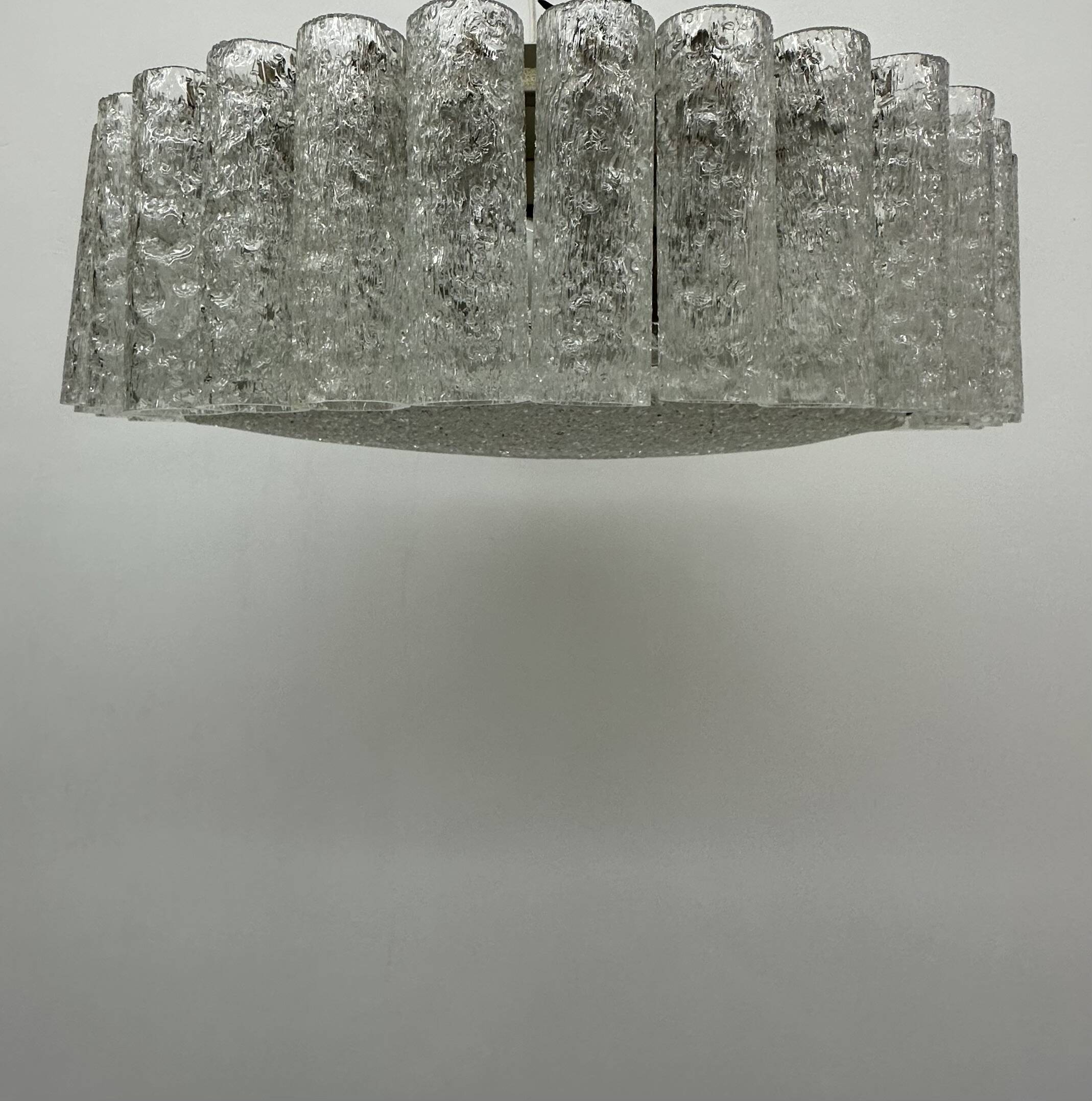 Glass Tubes Chandelier Flush mount from Doria Leuchten, 1960s