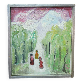 Grethe Hultgren, Swedish Expressionist Composition, Oil on Canvas, 1978, Framed