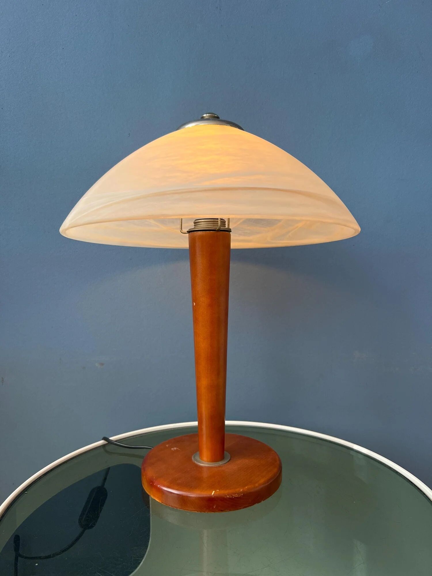 Post modern mushroom table lamp - art nouveau glass table lamp