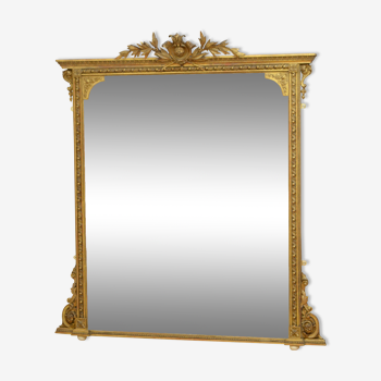 English giltwood overmantle mirror h161cm