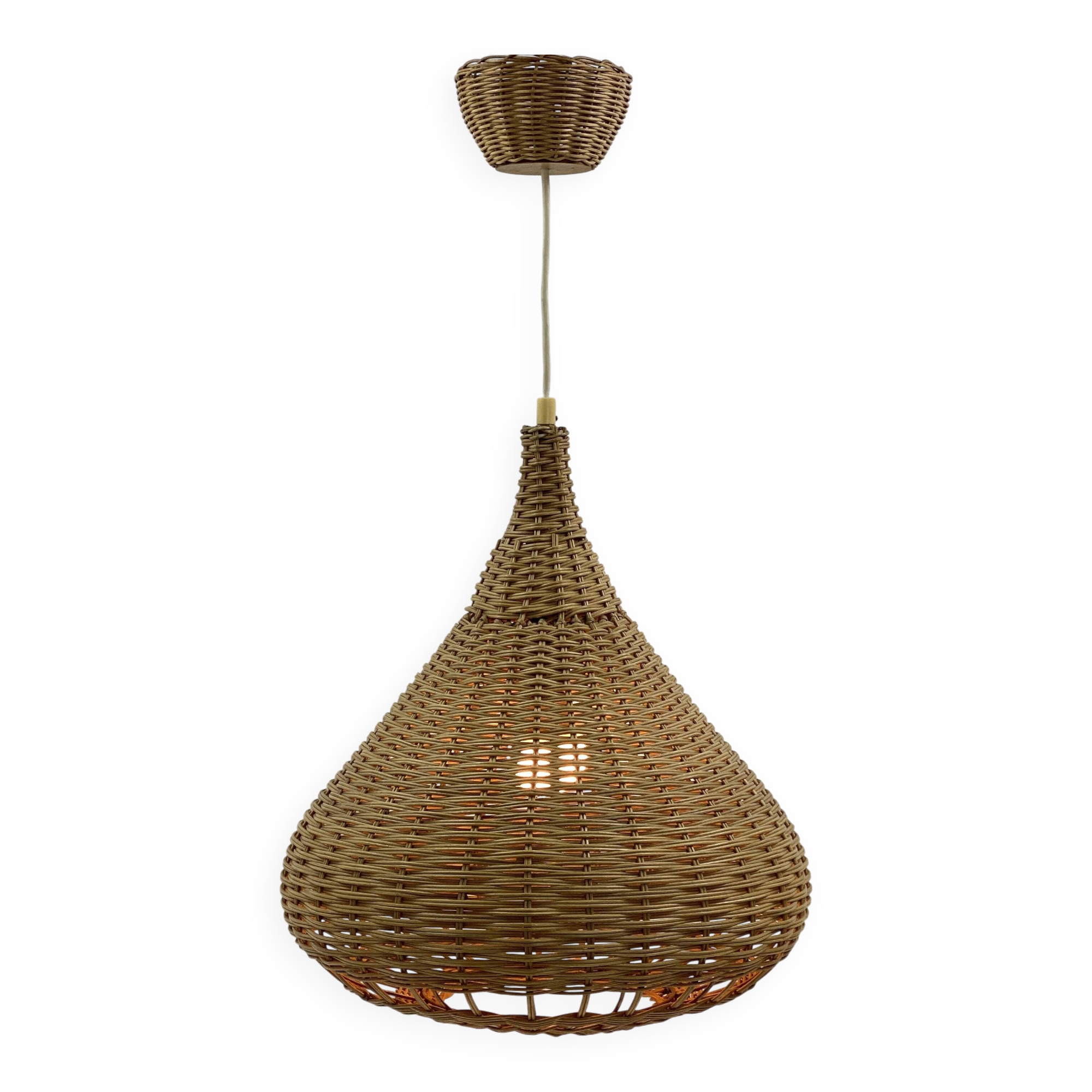 Vintage wicker pendant light from the 1960s.