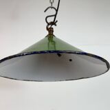 Industrial British Green Enamel Factory Pendant Lamp, 1950s