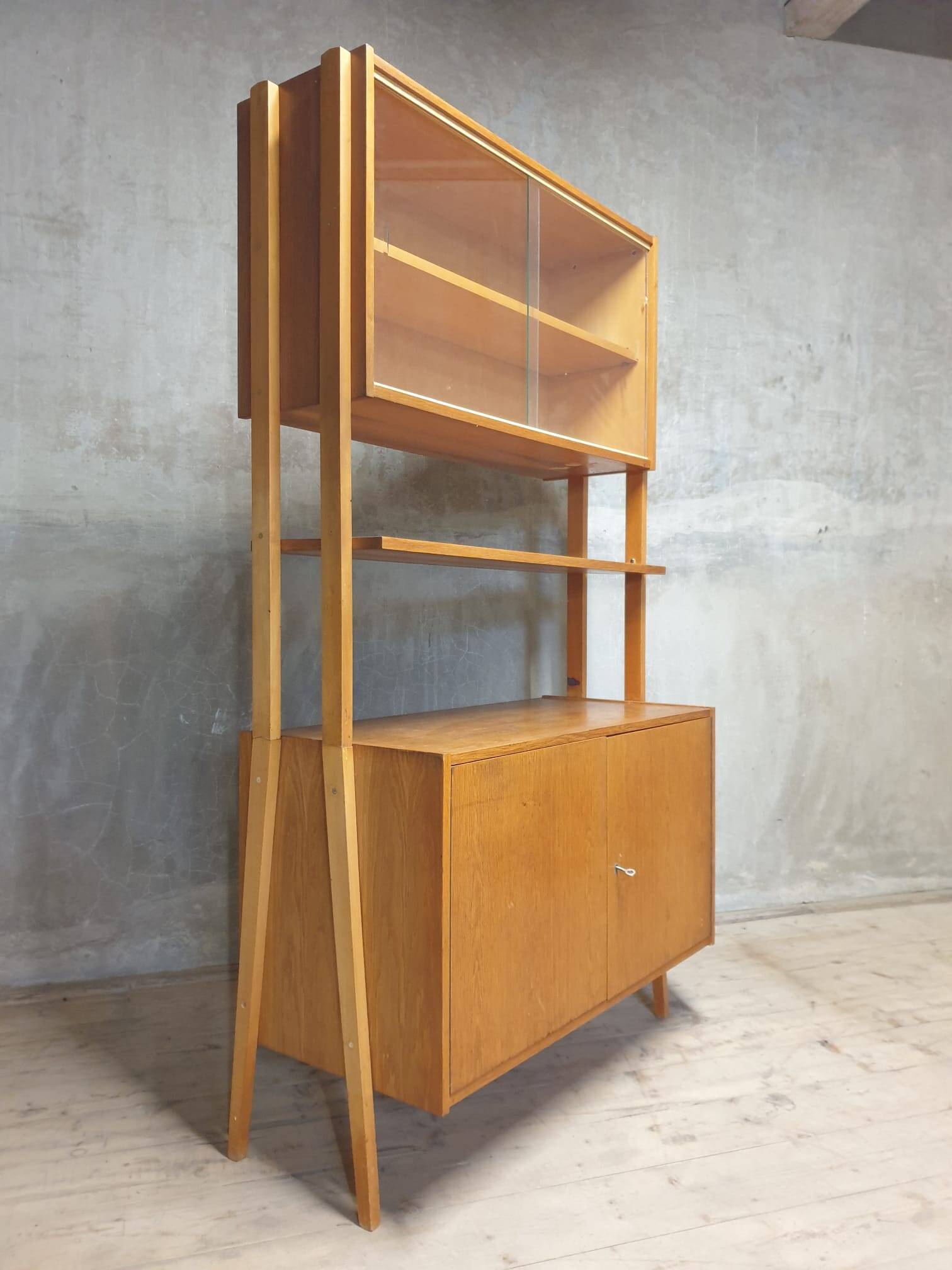 Mid century wall shelf bookcase by František Jirák for Tatra nábytok, 1960´s