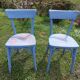 pair of chippy blue paint bistro chairs