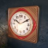 Vintage ceramic clock silent wall clock square "Peter red brown"
