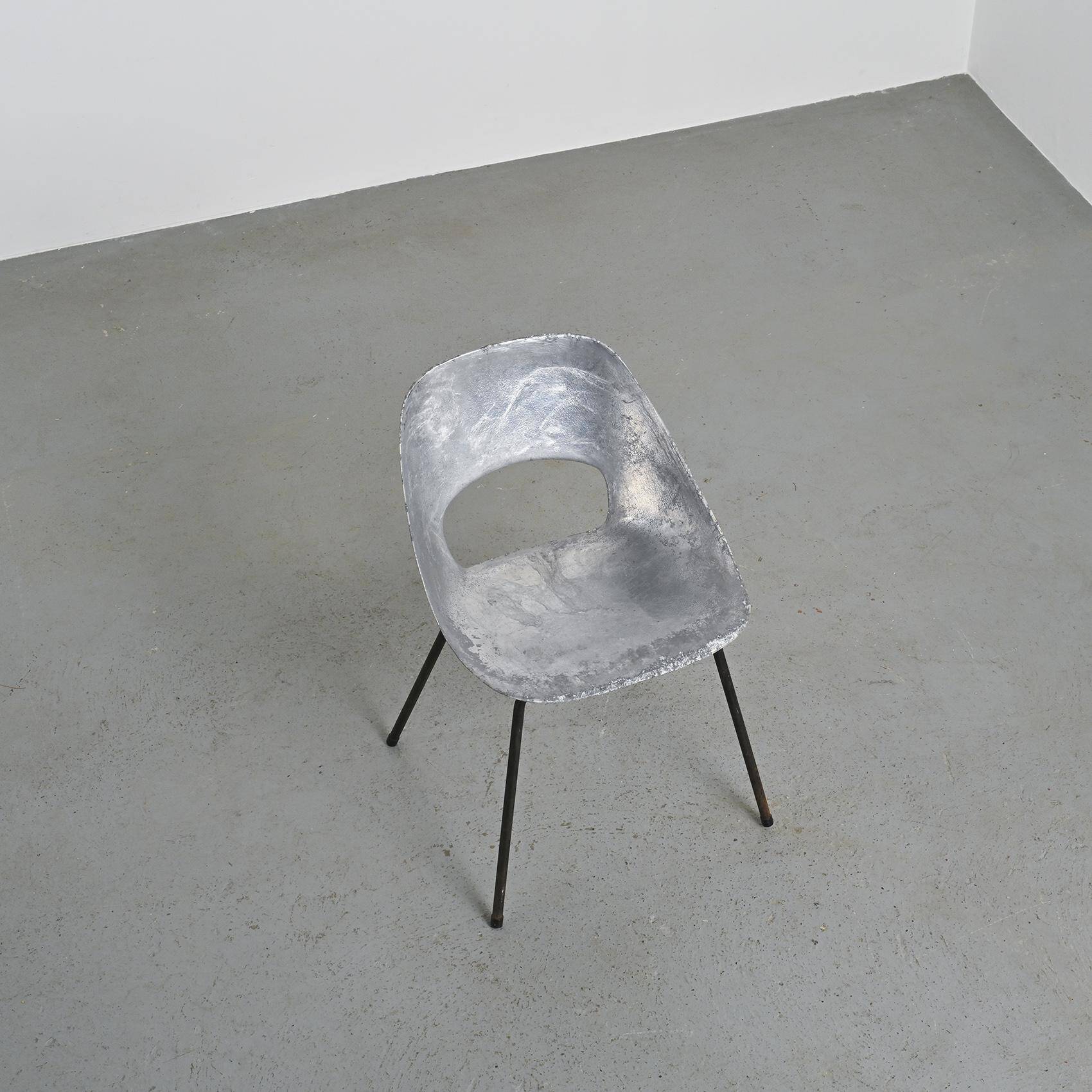 Cast aluminum chair by Pierre Guariche, Steiner edition, circa 1953
