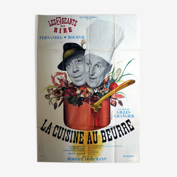 Affiche de cinéma originale "La cuisine au beurre, Fernandel & Bourvil"