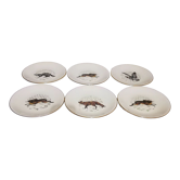 6 assiettes plates Gien Marly "animaux des forêts"