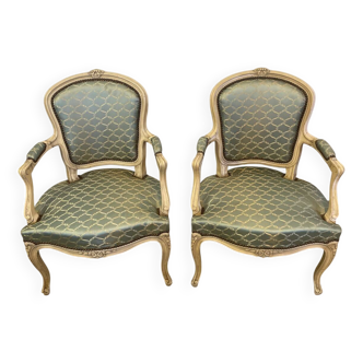 Pair of Louis XV style cabriolet armchairs