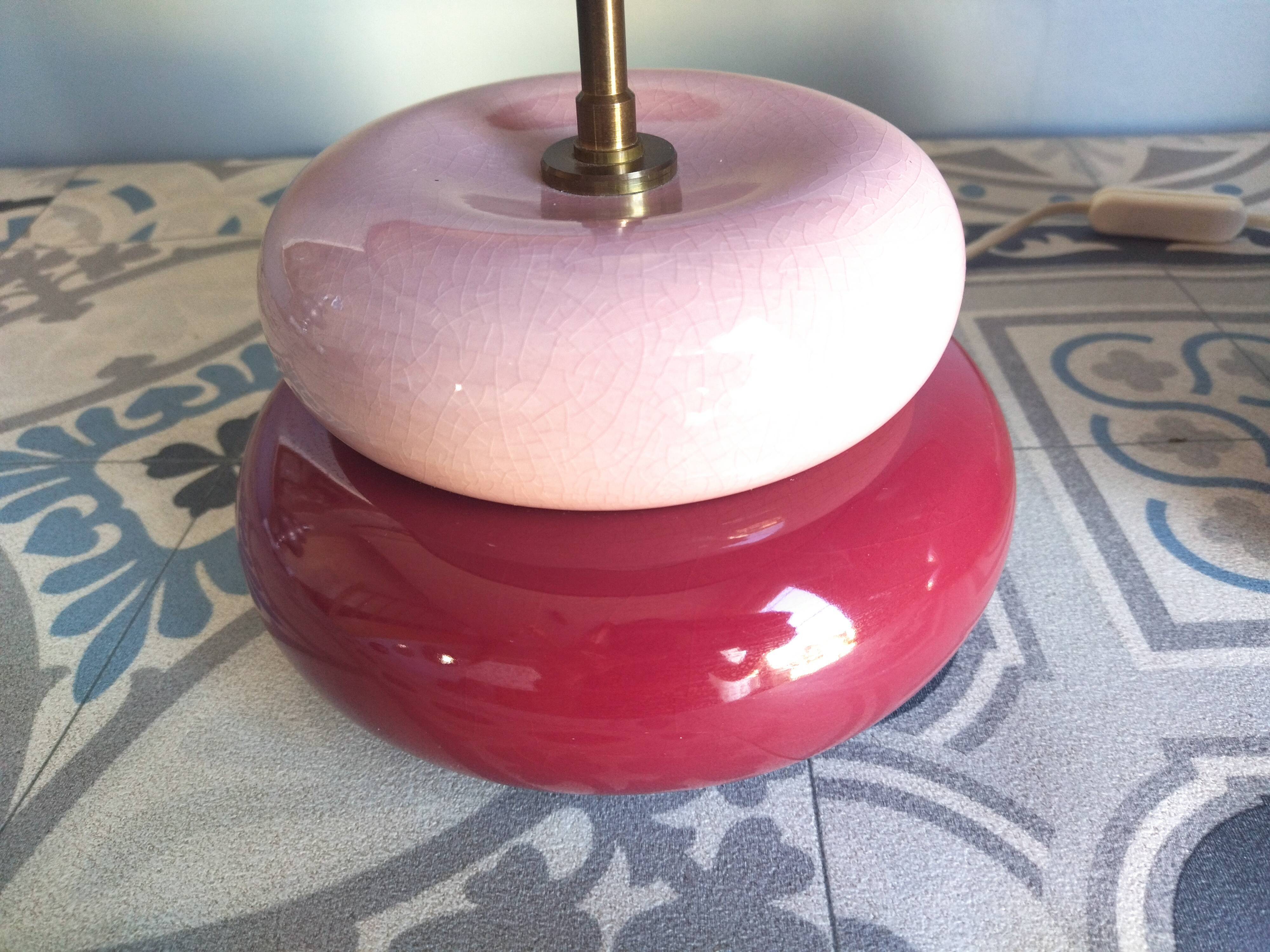 Paire de lampe Kostka vintage, modèle sumo fuschia