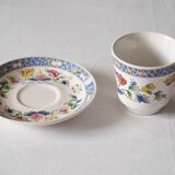 Set of 2 porcelain coffee cups with floral decoration "Bergère de France"