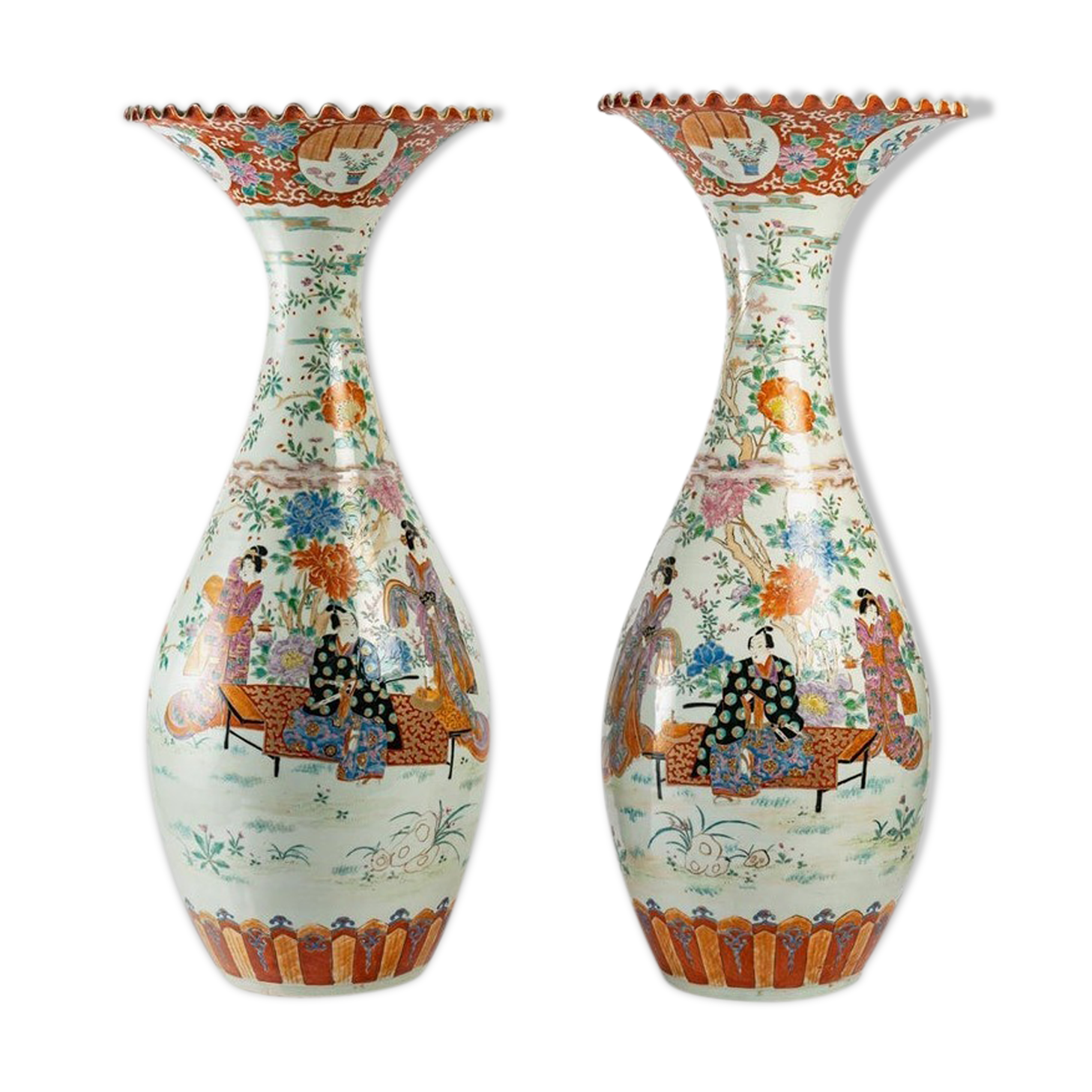Pair of Great Japanese Vases, Meiji era