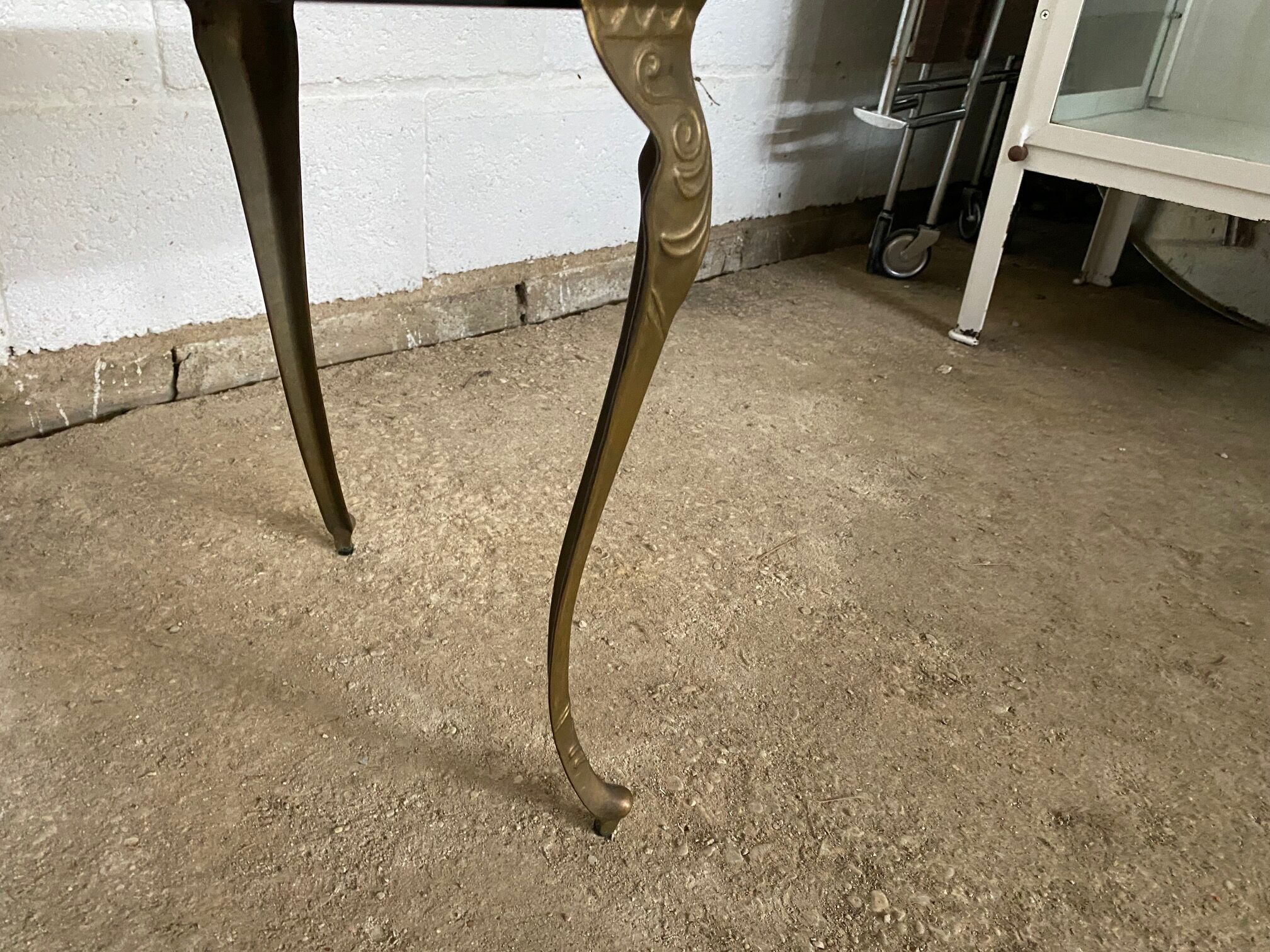 Coffee table marble base vintage brass 1950