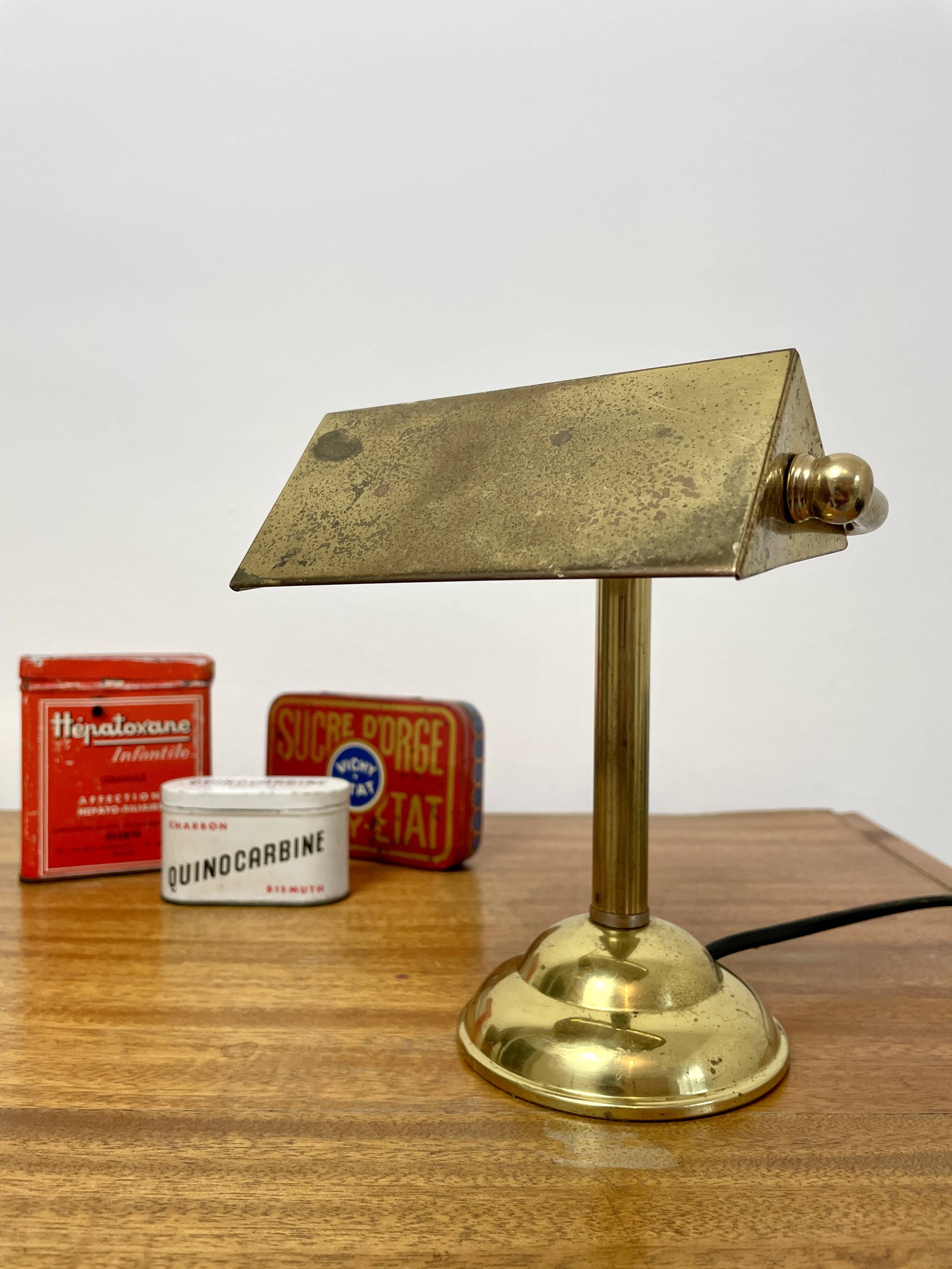 Antique brass notary lamp