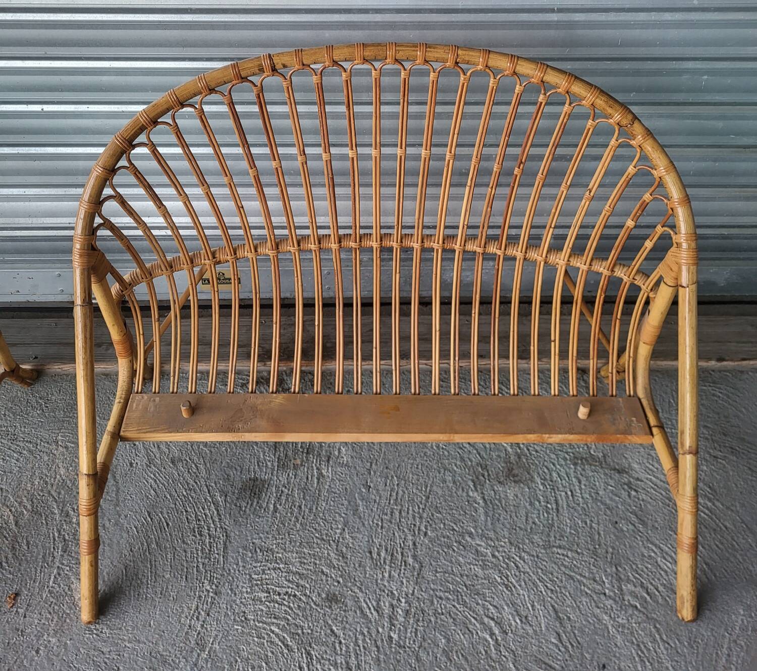 Bed in 2 parts, head and foot, or vintage rattan bench.