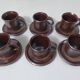 service à café en grès irisé tasses et sucrier vintage