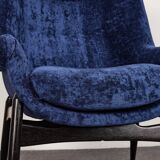 Fauteuil vintage en velours du milieu du siècle par Júlia Gaubek, années 1960, Hongrie