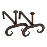 Pair of wrought iron fire dogs, Handmade, Early 20th century