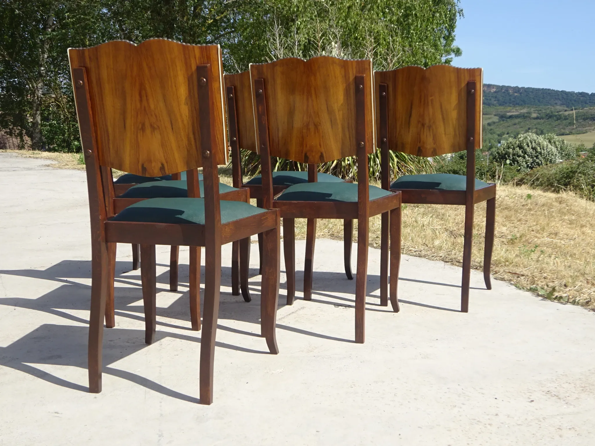 Chaises Art Déco restaurées, lot de 6