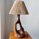 Brutalist olive wood lamp – Unique piece – 1950s