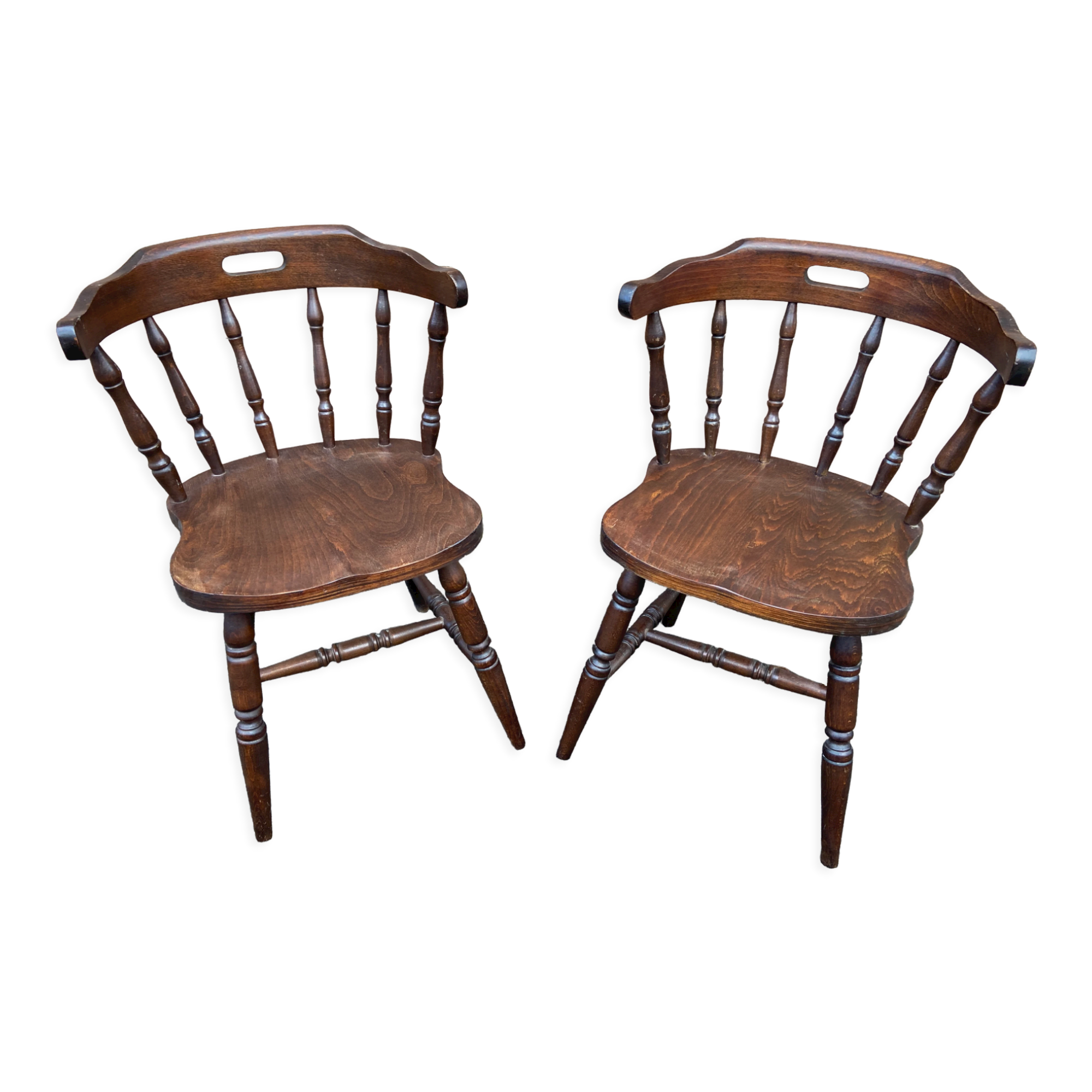 Vintage Hutten style 80s Western bistro wooden armchairs