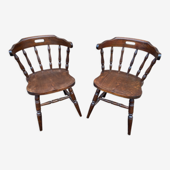 Fauteuils en bois Western bistrot style Hutten vintage 80