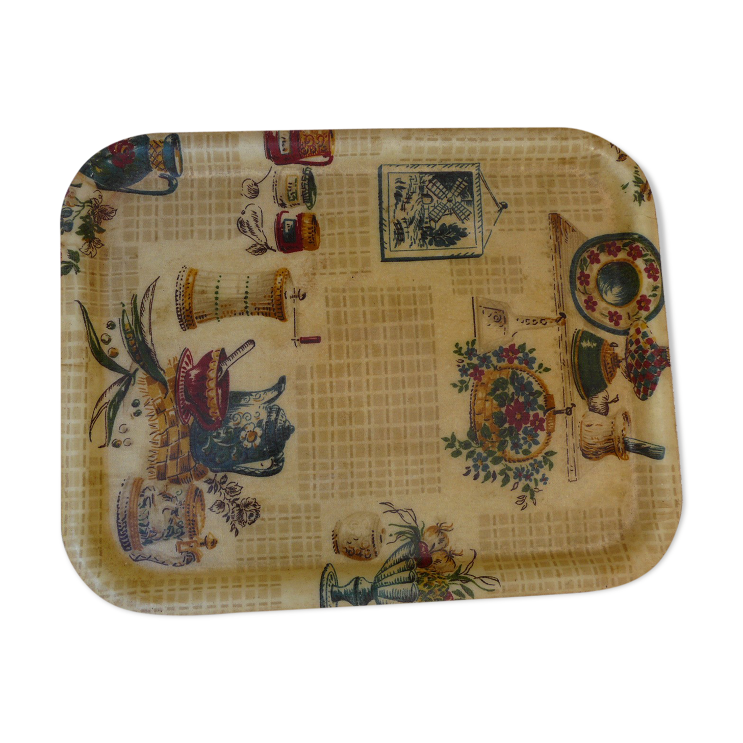 Vintage tray fiberglass pattern kitchen objects