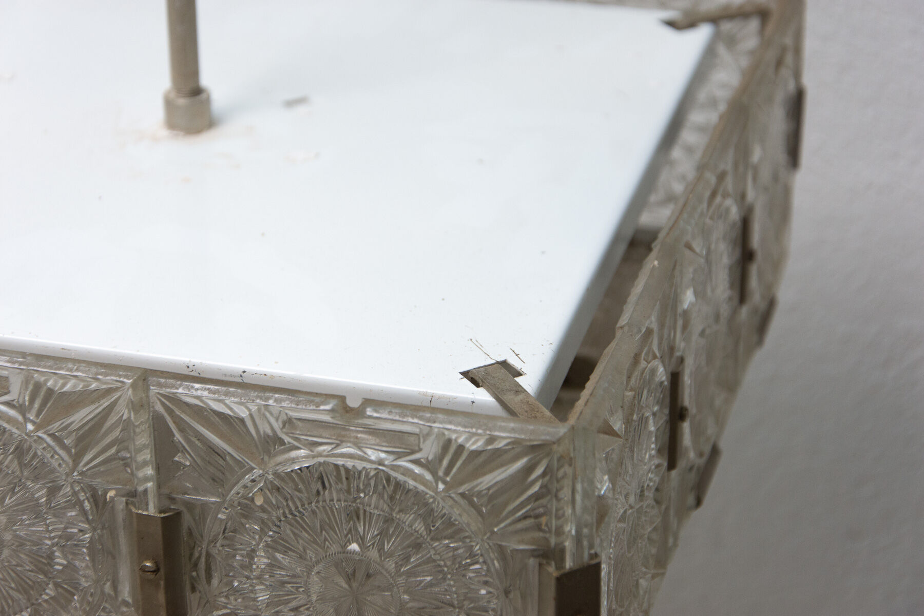 Vintage Glass and Chromed Steel Pendant Lamp by Kamenický Šenov, 1970s